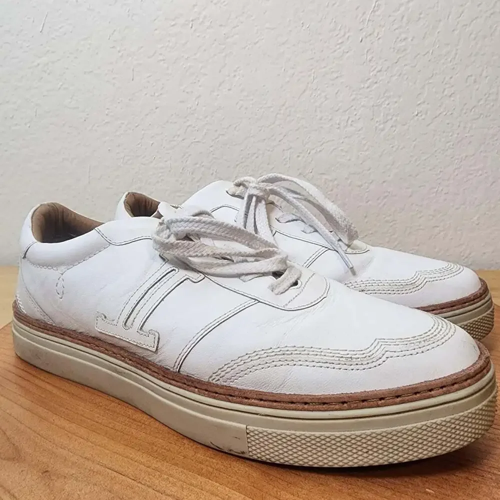 Lucchese 62013 Shoes Womens Size 9 White Leather Handcrafted Low Top Sneakers